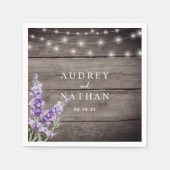 Rustikale Lavendel Lights Hochzeit Serviette (Vorderseite)