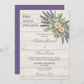 Rustikale Lavendel Rose Einladung Hochzeit (Vorne/Hinten)