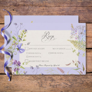Rustikale Lavendel & Sage Wildblumen Abendessen RSVP Karte