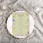 Rustikale Lavendel & Sage-Wildblumen Heirat Menükarte<br><div class="desc">Die rustikale Hochzeitskarte, die so gestaltet ist, dass sie das Wesen Ihres besonderen Tages mit seinem bezaubernden Design einfängt, wird Ihnen vorgestellt. Stellen Sie sich eine schlaue grüne Kulisse vor, in der Sie einen ruhigen und romantischen Ton für Ihre Feier festlegen können. Das Design ist mit einem zarten Rahmen aus...</div>