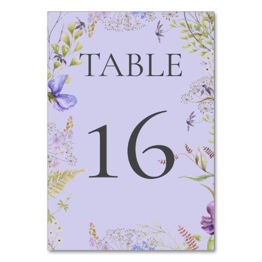 Rustikale Lavendel Sage Wildblumen Lavender Weddin Tischnummer (Vorderseite)