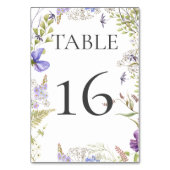 Rustikale Lavendel & Sage Wildblumen Weiße Hochzei Tischnummer (Vorderseite)