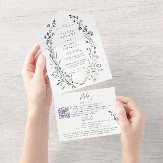 Rustikale Lavendel UAWG Details Moderne schicke Ho All In One Einladung (Abreißen)