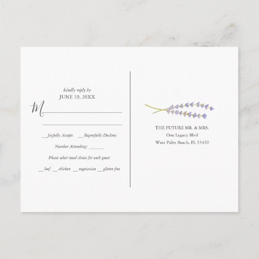 Rustikale Lavendel UAWG Postkarte (Rückseite)