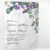 Rustikale Lavendel- und Eukalyptus-Foto Dreifach Gefaltete Einladung (Innen Erste Seite)