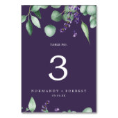 Rustikale Lavendel und Eukalyptus Lila Tischnummer (Rückseite)