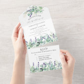 Rustikale Lavendel- und Eukalyptus-UAWG Wedding All In One Einladung (Abreißen)