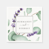 Rustikale Lavendel und Eukalyptus Wedding Serviette (Vorderseite)