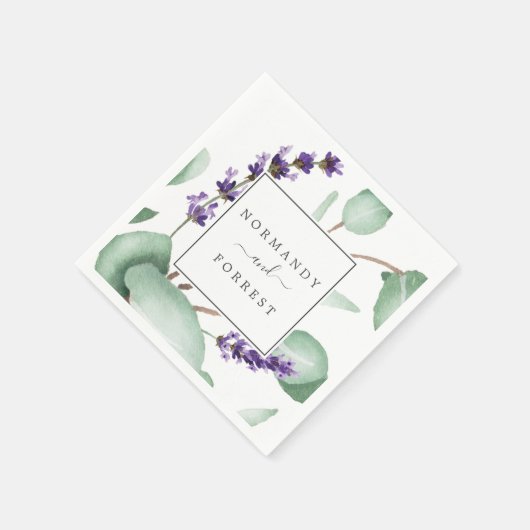 Rustikale Lavendel und Eukalyptus Wedding Serviette (Ecke)