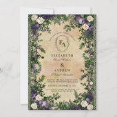 Rustikale Lavendel und Ivy Wedding Einladung (Vorderseite)
