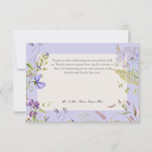 Rustikale Lavendel- und Zahnpasta-Wildblumen Laven Dankeskarte (Rückseite)