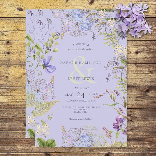 Rustikale Lavendel- und Zahnpasta-Wildblumen Laven Einladung