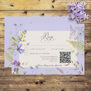 Rustikale Lavendel- und Zahnpasta-Wildblumen Laven RSVP Karte
