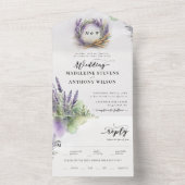 Rustikale Lavendel Wasserfarbe Moderne romantische All In One Einladung (Innen Boden)