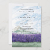 Rustikale Lavendel-Wiese QR-Code-Hochzeit im Gebir Einladung (Vorderseite)