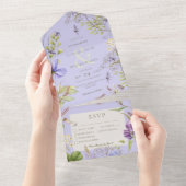 Rustikale Lavendel-Wildblumen Lava Drei Abendessen All In One Einladung (Abreißen)