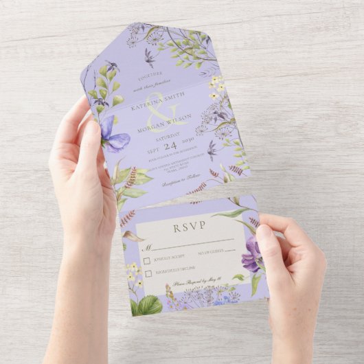 Rustikale Lavendel Wildblumen Lavendel Kein Abende All In One Einladung (Abreißen)