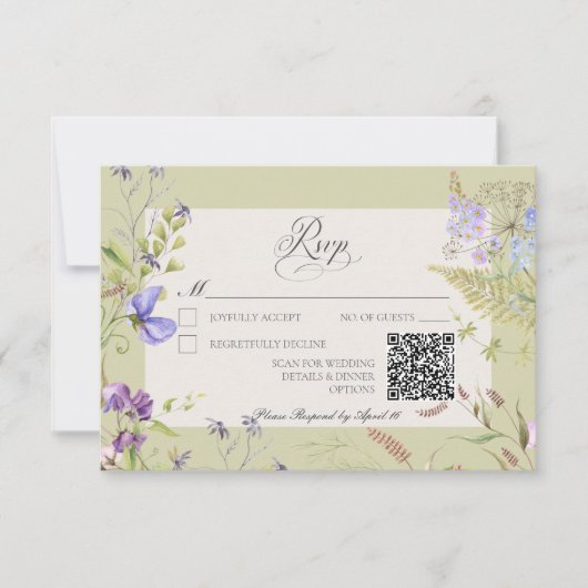 Rustikale Lavendel & Wildblumen RSVP Karte (Vorderseite)