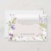 Rustikale Lavendel & Wildblumen Weiß Dankeskarte (Rückseite)