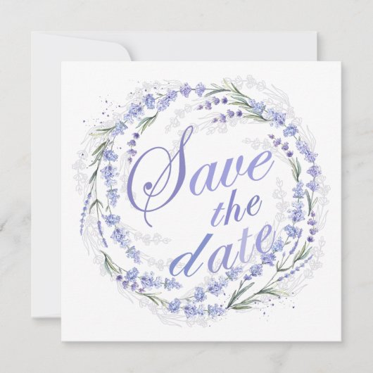Rustikale Lavendel-Wreath-Hochzeit retten das Datu Save The Date (Vorderseite)