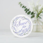 Rustikale Lavendel-Wreath-Hochzeit retten das Datu Save The Date (Stehend Vorderseite)