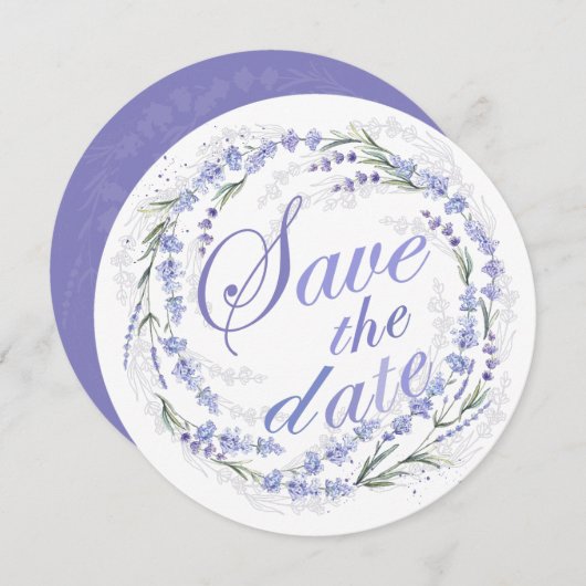 Rustikale Lavendel-Wreath-Hochzeit retten das Datu Save The Date (Vorne/Hinten)