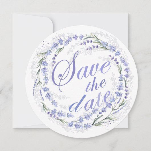 Rustikale Lavendel-Wreath-Hochzeit retten das Datu Save The Date (Vorderseite)