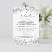 Rustikale Lavendelblumendetails Hochzeit Begleitkarte (Stehend Vorderseite)