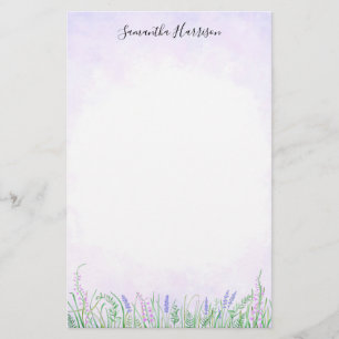 Rustikale Lavendelgras Grüne Frühlingsfarbe Wasser Briefpapier