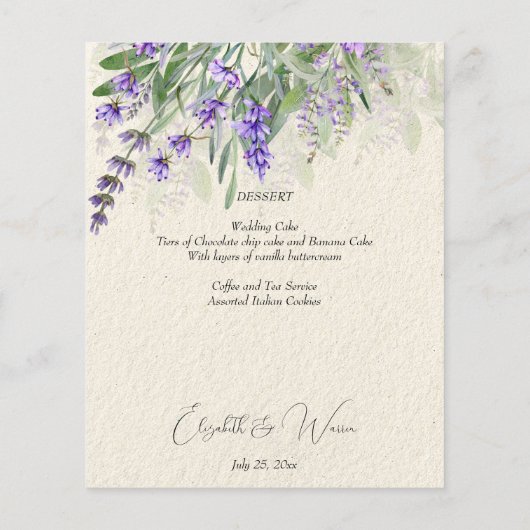 Rustikale Lavendelkarte (Rückseite)