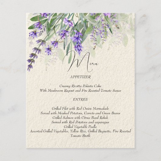 Rustikale Lavendelkarte (Vorderseite)