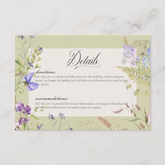 Rustikale Lavendelsäge Wildblumen - Details Begleitkarte (Vorderseite)