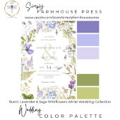 Rustikale Lavendelsäge Wildblumen Weiße Details All In One Einladung