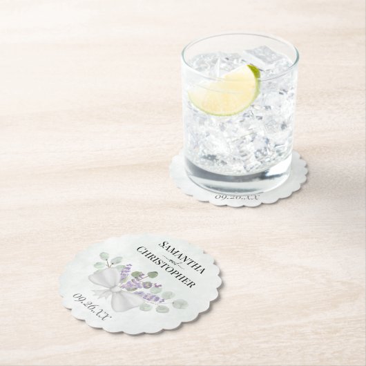 Rustikale Lavender & Eucalyptus Bouquet Wedding Untersetzer (Vor Ort)