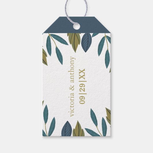 Rustikale Leaf-Blumenhochzeit Geschenkanhänger (Vorderseite)