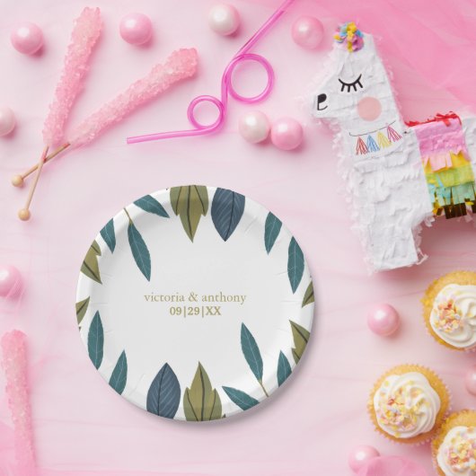 Rustikale Leaf-Blumenhochzeit Pappteller (Party)