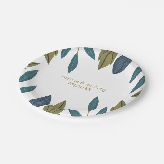 Rustikale Leaf-Blumenhochzeit Pappteller (Schrägansicht)