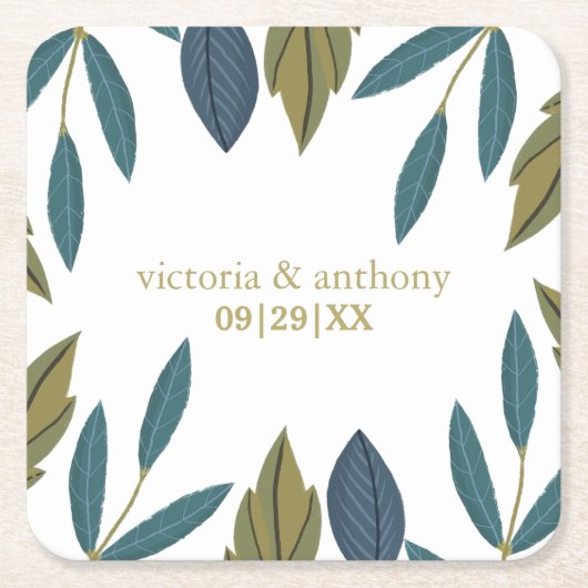 Rustikale Leaf-Blumenhochzeit Rechteckiger Pappuntersetzer (Vorderseite)