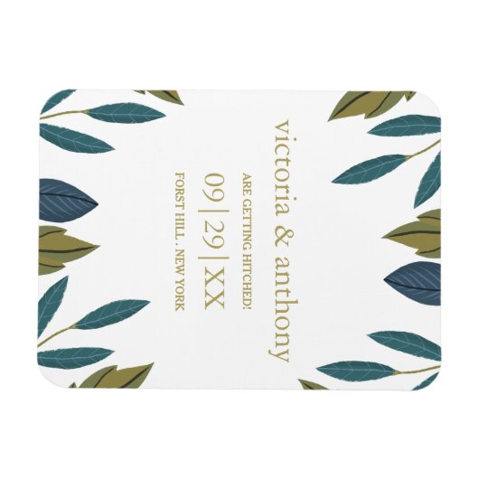 Rustikale Leaf-Blumenhochzeit rettet das Datum Magnet (Horizontal)