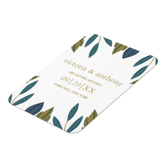 Rustikale Leaf-Blumenhochzeit rettet das Datum Magnet (Linke Seite)