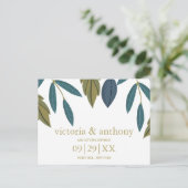 Rustikale Leaf-Blumenhochzeit rettet das Datum Postkarte (Stehend Vorderseite)