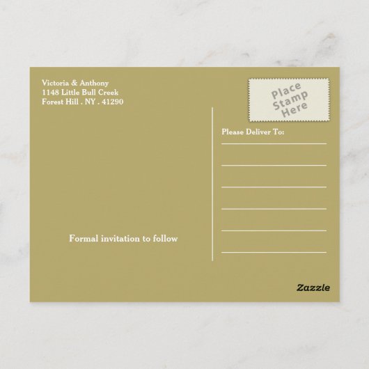 Rustikale Leaf-Blumenhochzeit rettet das Datum Postkarte (Rückseite)