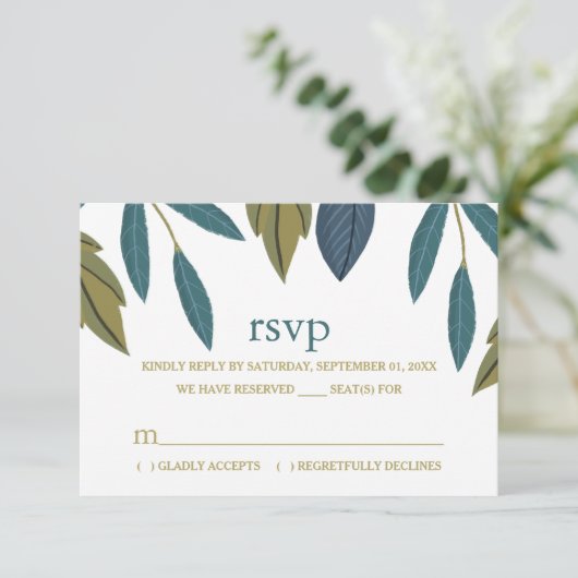 Rustikale Leaf-Blumenhochzeit RSVP Karte (Stehend Vorderseite)