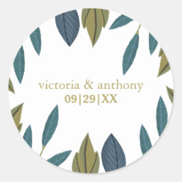 Rustikale Leaf-Blumenhochzeit Runder Aufkleber