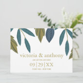 Rustikale Leaf-Blumenhochzeit Save The Date (Stehend Vorderseite)