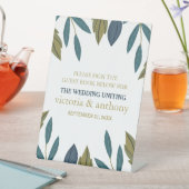 Rustikale Leaf-Blumenhochzeit Sockelschild (In Situ)