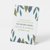 Rustikale Leaf-Blumenhochzeit Sockelschild (Vorderseite)