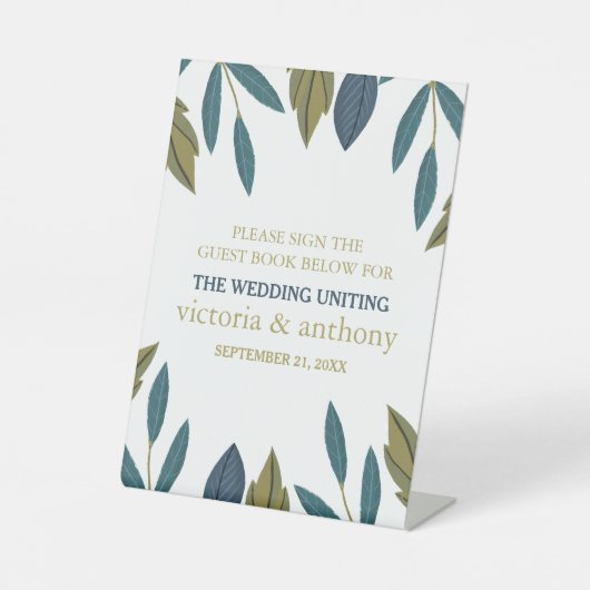 Rustikale Leaf-Blumenhochzeit Sockelschild (Vorderseite)