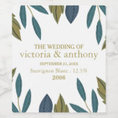Rustikale Leaf-Blumenhochzeit Weinetikett (Einzelnes Label)