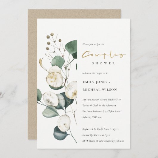 Rustikale Leaf Grüne Eukalyptus Paare Dusche einla Dankeskarte (Vorne/Hinten)